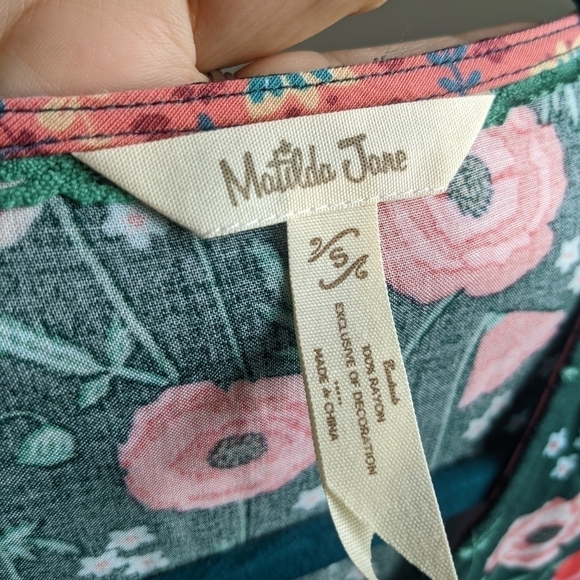 𝅺MATILDA Jane Woven Floral Button Down Peplum Blouse S - Picture 5 of 13